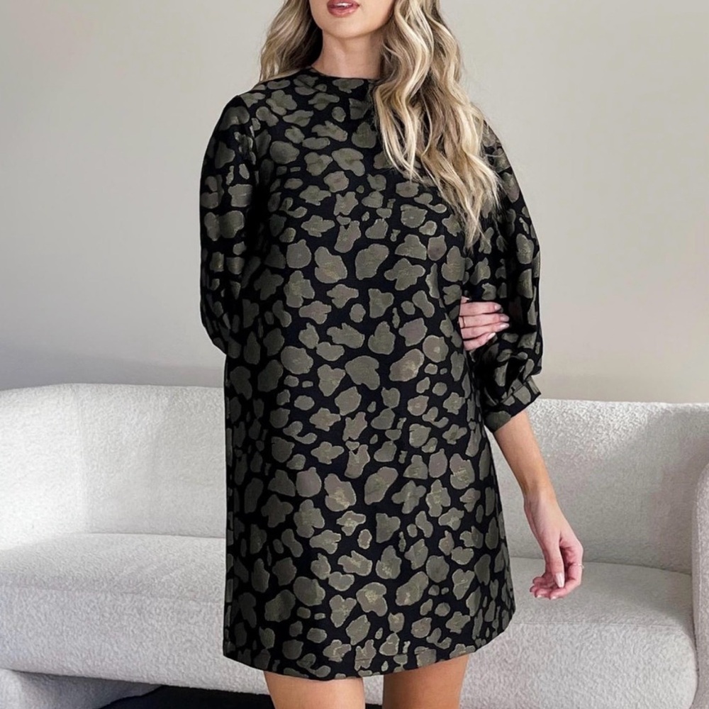 TOPSHOP Metallic Jacquard Animal Mini Dress
